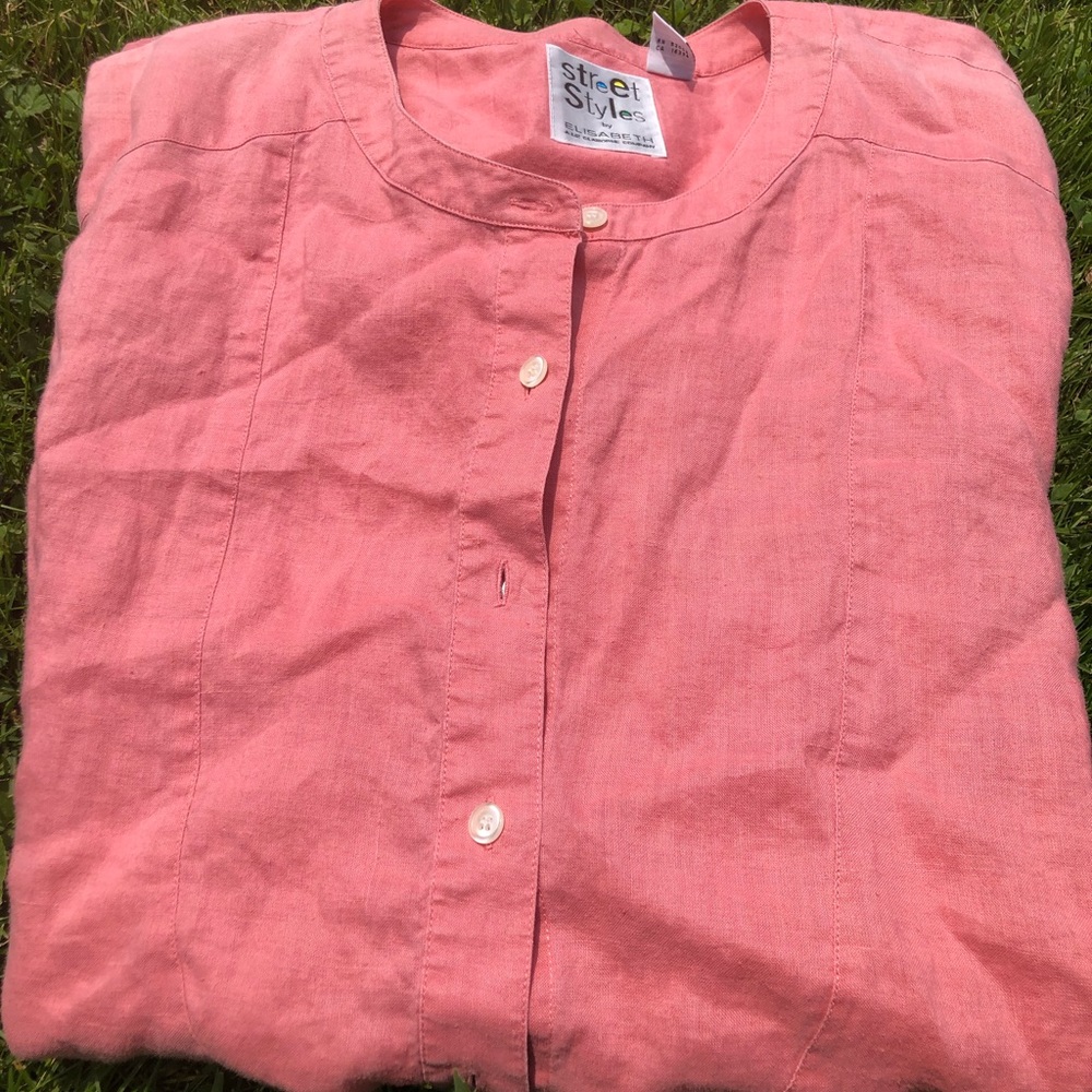 Long pink grandad collar Liz Claiborne shirt!